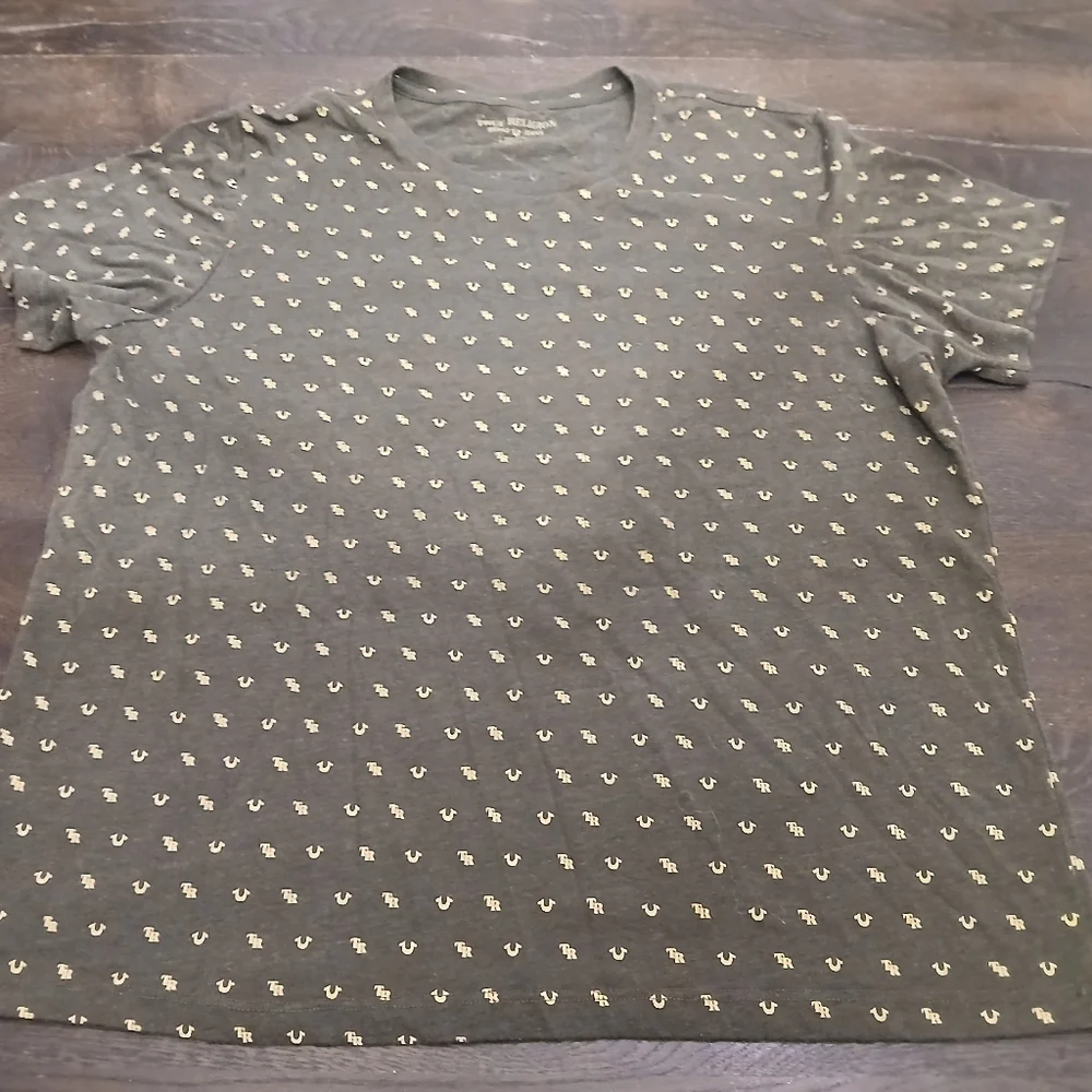 Vintage True Religion Monogram Olive Green Men's T-Shirt Size:2XL